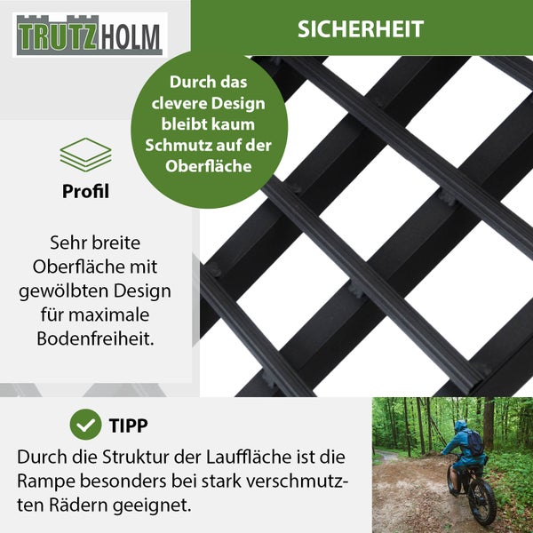 TRUTZHOLM 1 x Auffahrrampe 230 cm Traglast 680 kg Alu klappbar schwarz Riffelstab Verladerampe