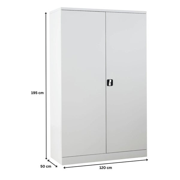 PROREGAL Stahlschrank Bee mit 8 verzinkte Fachböden HxBxT 195 x 120 x 50 cm Korpusfarbe Lichtgrau Frontfarbe Lichtgrau