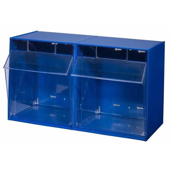 PROREGAL Klappschüttenmagazin VarioPlus ProFlip 2 HxBxT 35 x 60 x 31 cm Blau-Transparent