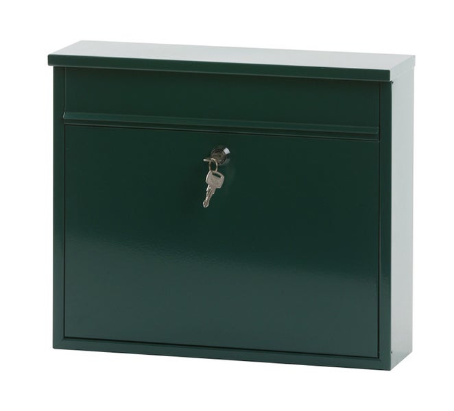 PROREGAL Wandbriefkasten Granadan Aus Stahl Mit Einwurfsklappe HxBxT 31,5 x 36 x 11 cm Einwurföffnung 32 x 4 cm Grün