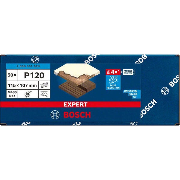 Bosch EXPERT M480 Schleifnetz, 115 x 107 mm, K 120, 50 Stück - 2608901628