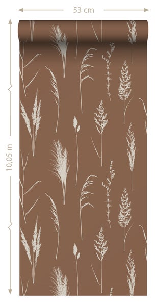 Tapetenrolle mit Gräser Muster, 53 cm breit und 10,05 m lang