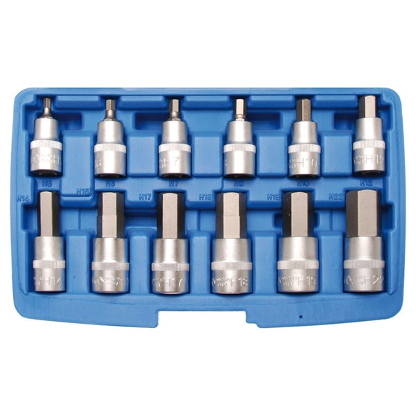 Steckschlüssel-Satz mit verschiedenen Größen in einer blauen Aufbewahrungsbox
