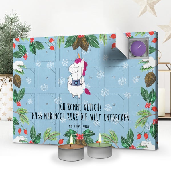 Mr. & Mrs. Panda Duftkerzen Adventskalender Einhorn Fotograf - Blau Pastell