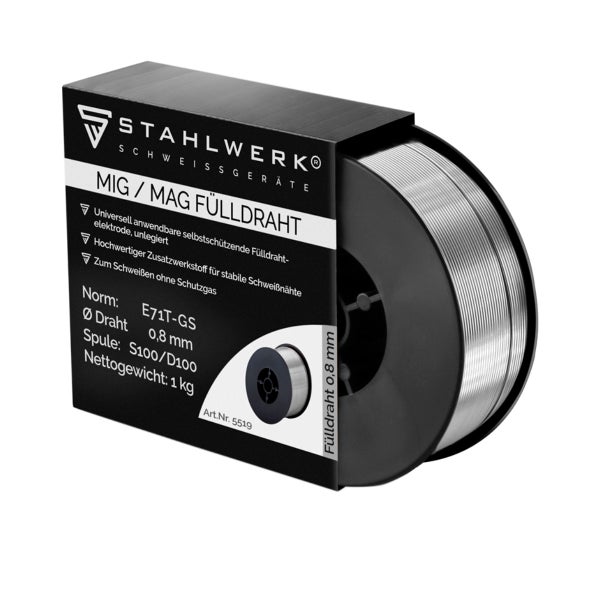 STAHLWERK Fülldrahtdüse 2er Set + Fülldraht 0,8 mm 1 kg + STAHLWERK Trennspray