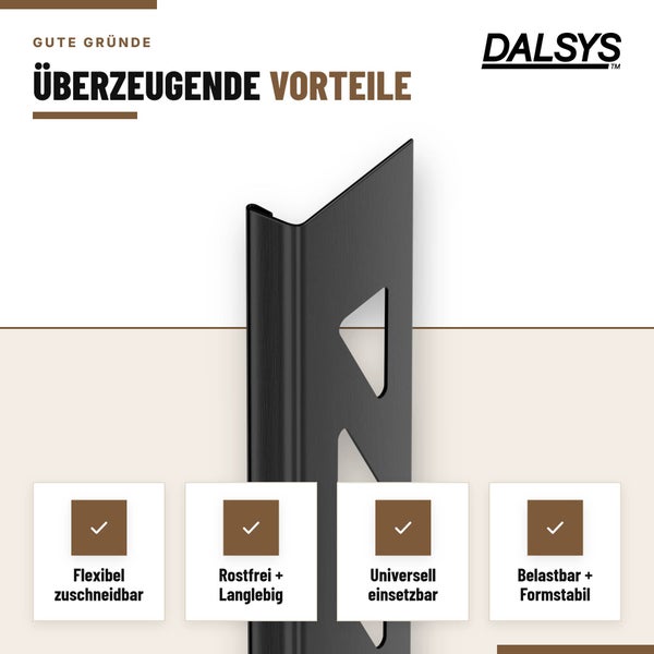 Dalsys Fliesenprofil als Kantenschutz, rostfrei und belastbar