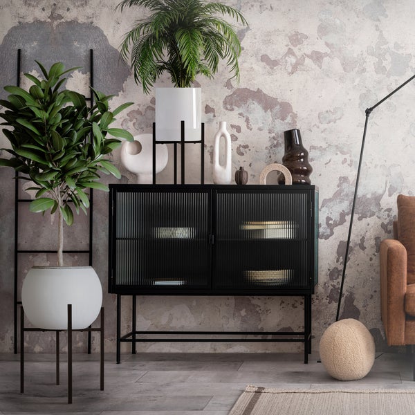 ML-Design 2er Set Blumenständer Schwarz 22-30x22-30x40,5 cm, verstellbar, Moderne Blumentopfständer, Robuste Pflanzenständer aus Metall, Größenverstellbar Blumentopfhalter Pflanztopf Deko Blumenhalter