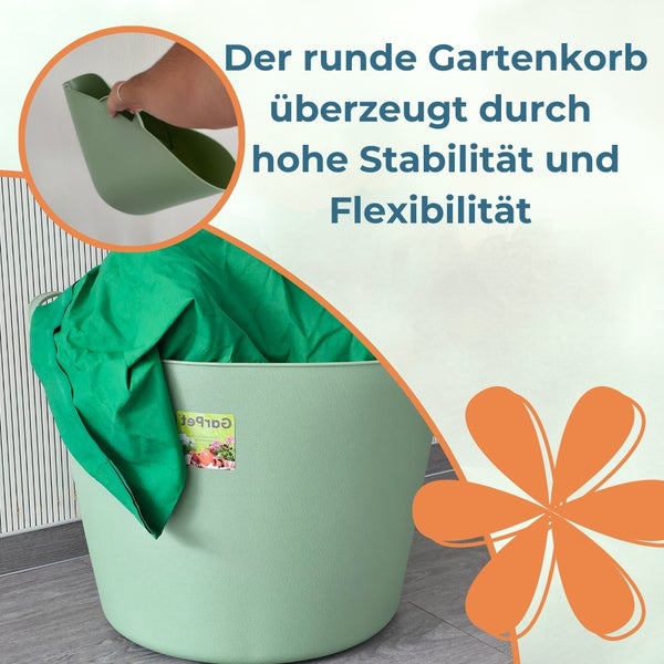 Runder Gartenkorb mit grüner Plane für Stabilität und Flexibilität