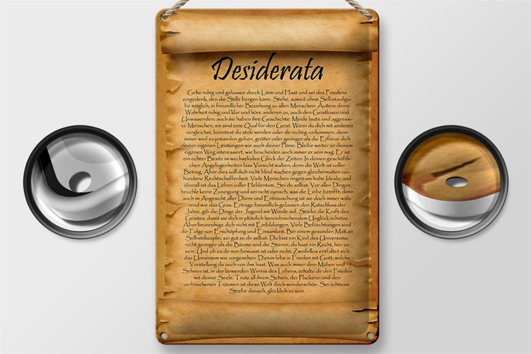 Blechschild Spruch 20x30cm Desiderata Gedicht Max Ehrmann