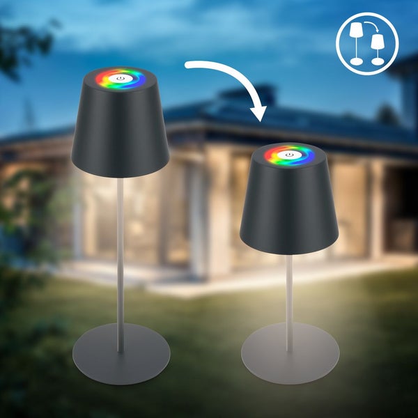 Tischlampe - 2,5W, 200lm, kabellos, led, dimmbar, RGBW, anthrazit