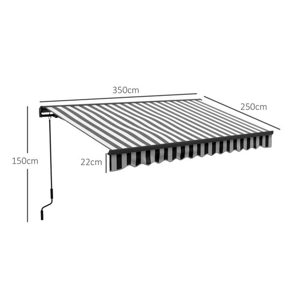 Outsunny Gelenkarmmarkise, elektrisch Balkonmarkise, 350 x 250 cm, Aluminium,Polyester, Grau+Weiß