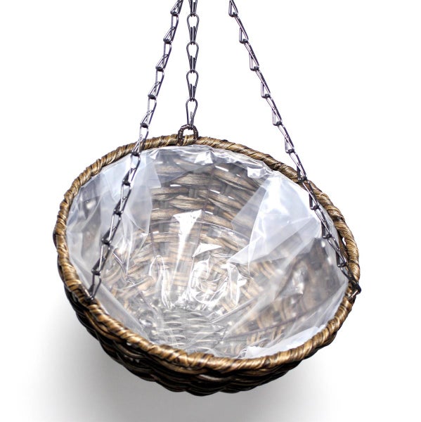 Dekoleidenschaft Pflanzenampel aus Polyrattan, braun, Ø 25 cm, Blumenampel für Drinnen & Draußen, Hängeampel für Balkon & Garten, Hängeblumentopf