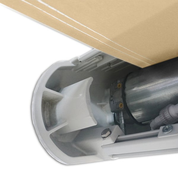 Home Deluxe - LED Vollkassettenmarkise ELOS - Sandfarben, 350 x 250 cm - inkl. Wind- und Sonnensensor, Fernbedienung, Handkurbel, Montagematerial I Terrassenüberdachung Sonnenschutz Windschutz