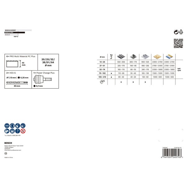 Bosch PRO Multi Material PC Plus Lochsägen-Set 9-tlg. - 2608594435