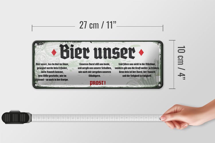 Blechschild Spruch 27x10cm Bier Unser weißes Schild