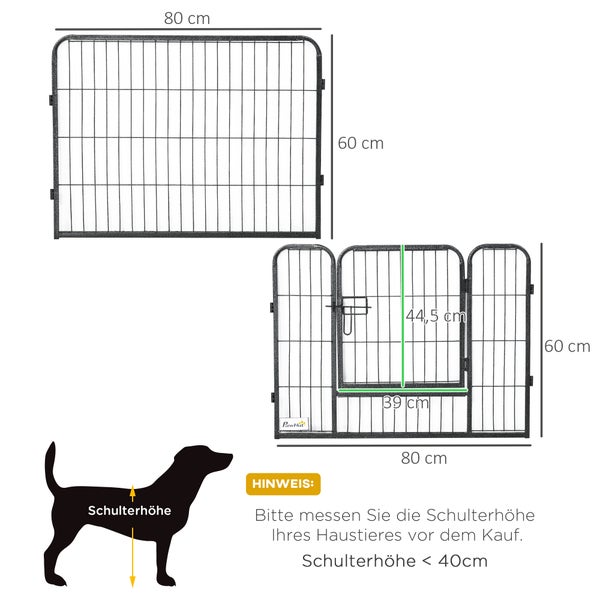 PawHut Welpenauslauf, 80L x 1,5B x 60H cm, Stahl, Schwarz