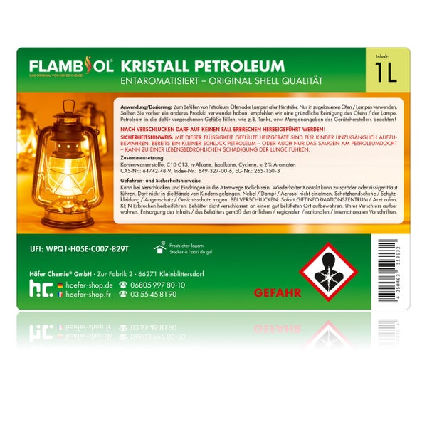 Flammbol Kristall Petroleum 1 Liter Flasche