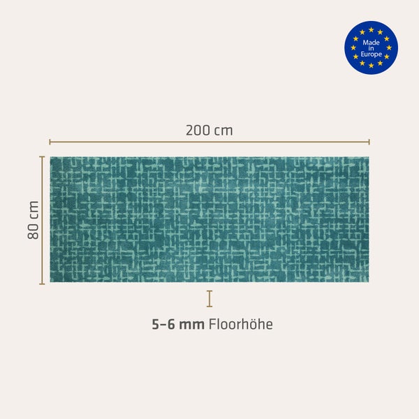 Akzente Feel Badematte mit Motiv in Aqua Blau Fußmatte 80 x 200 cm, rutschfest, saugfähig