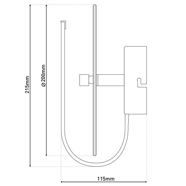 Technische Zeichnung eines Handtuchhalters mit Maßangaben.