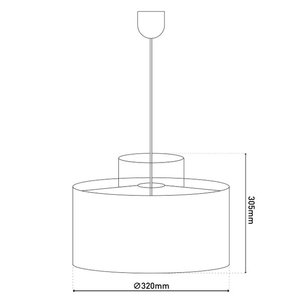 Technische Zeichnung einer Hängelampe mit den Maßen 320 mm Durchmesser und 305 mm Höhe.