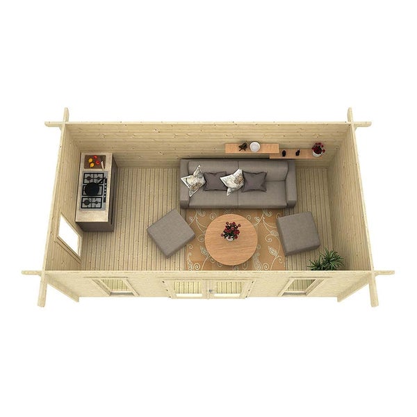 Alpholz Gartenhaus Sundsvall Gartenhaus aus Holz in natur, Holzhaus mit 44 mm Wandstärke FSC zertifiziert, Blockbohlenhaus mit Montagematerial imprägniert 5,8x3,7m