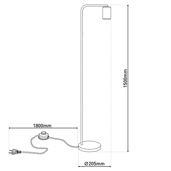 Stehleuchte mit Glühbirne und schwarzem Metallrahmen