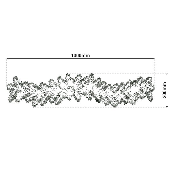 Illustration einer Tannengirlande mit den Maßen 1000 mm x 200 mm