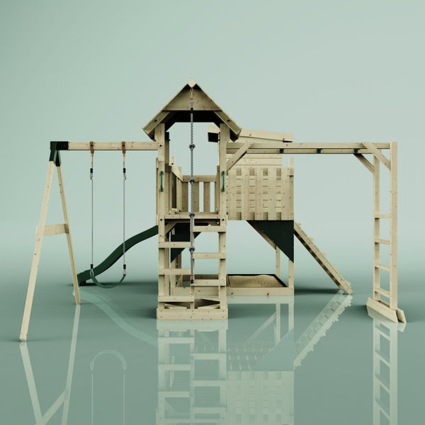 Spielturm mit Schaukel, Rutsche und Klettergerüst für den Garten