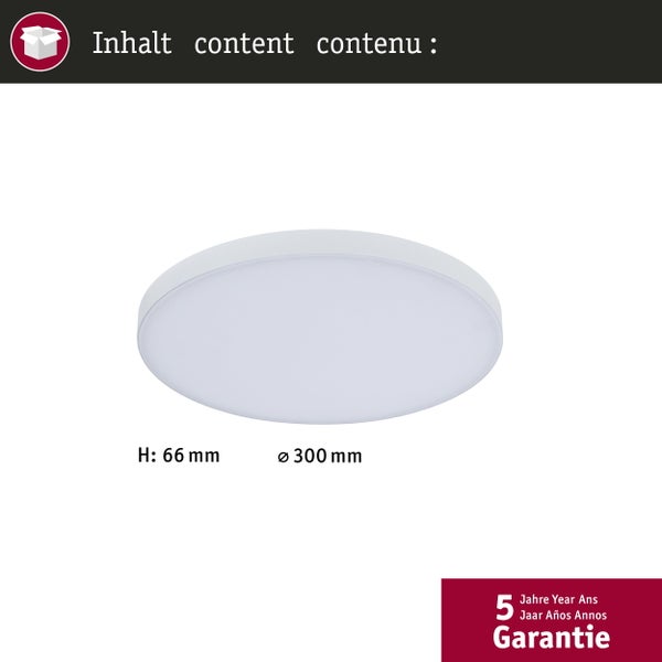 Runde LED Deckenleuchte mit 300 Millimeter Durchmesser und 66 Millimeter Höhe inklusive fünf Jahre Garantie