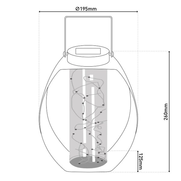 Dekorative Solarleuchte mit einem Glaszylinder und Lichtern im Inneren