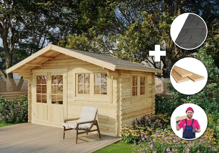 Alpholz Premium Gartenhaus-Set Gabriel 4x3m inkl. Boden, Dach & Aufbauservice