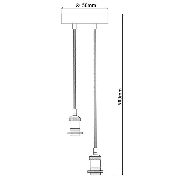 Hängeleuchte mit zwei Glühbirnen an einem Seil