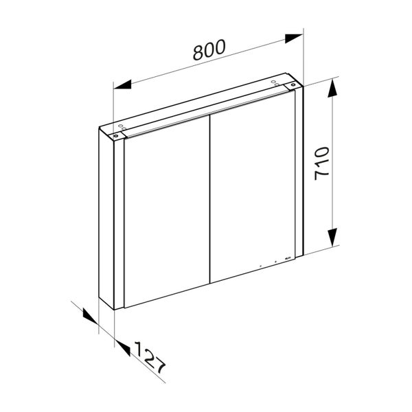 KEUCO Royal Mia Aufputz-LED-Spiegelschrank 80cm, 2 Türen, Spiegelheizung, Seiten schwarz