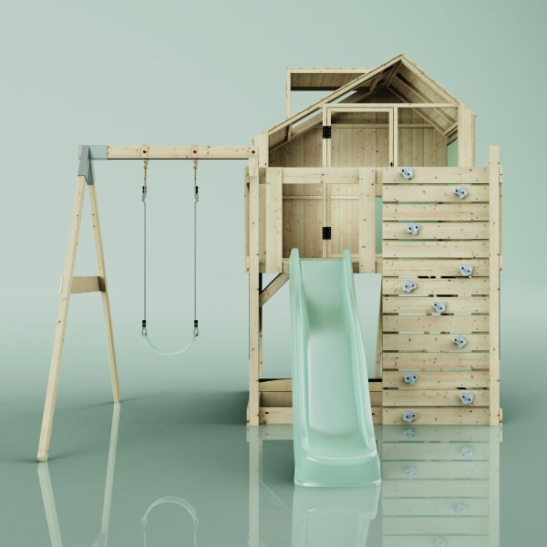 OutdoorToys Spielturm Madita aus Holz in Grün Kinderschaukel