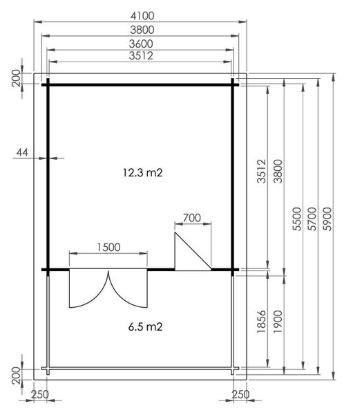 Alpholz Gartenhaus Timo ISO Premium Gartenhaus aus Holz in natur, Holzhaus mit 70 mm Wandstärke inklusive Schleppdach Blockbohlenhaus imprägniert 3,8x5,7m