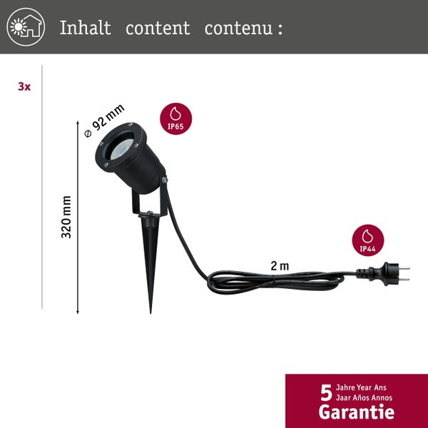 Moderne LED Außenstehleuchte mit Bewegungsmelder, Höhe 500 Millimeter, IP44 Schutzart und 5 Jahre Garantie.