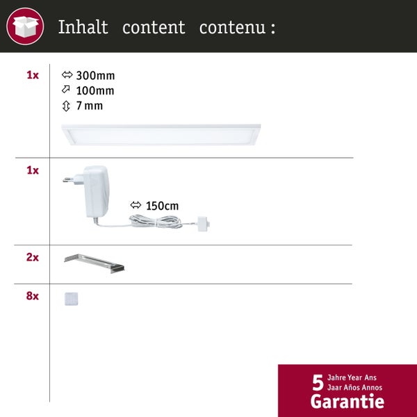 Lieferumfang einer LED Leuchte mit Netzteil und Befestigungsmaterial inklusive 5 Jahre Garantie