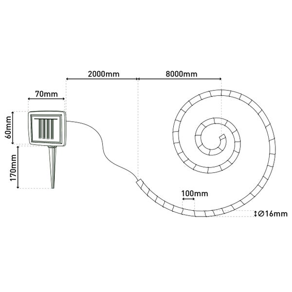 Abmessungen und Details einer Gartenleuchte