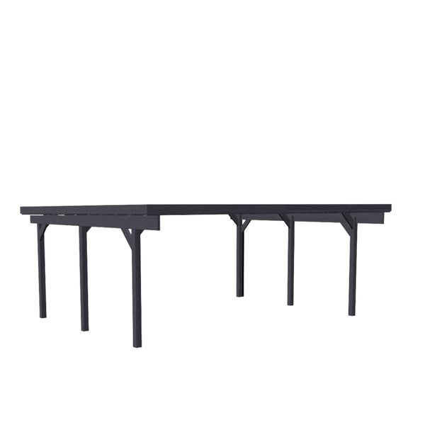 Alpholz Doppelcarport Göteborg Carport aus Holz in Schwarz, Unterstand Überdachung 6x5m