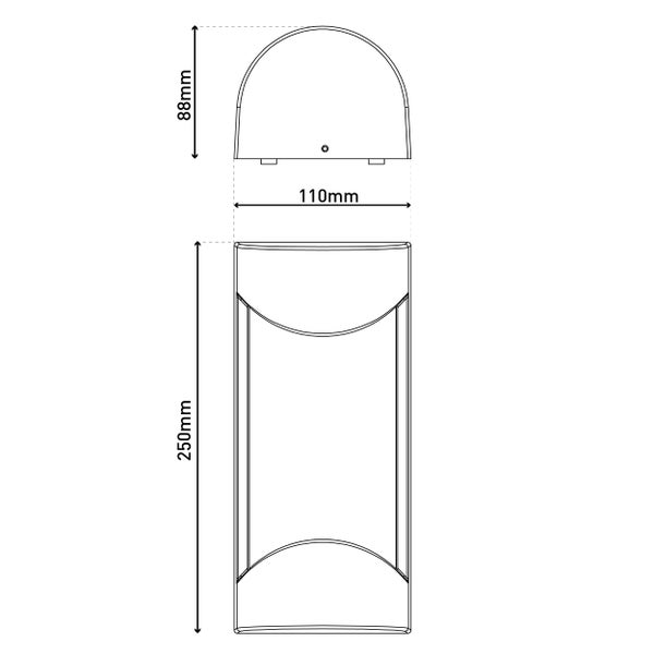 Zeichnung einer Außenleuchte mit Abmessungen