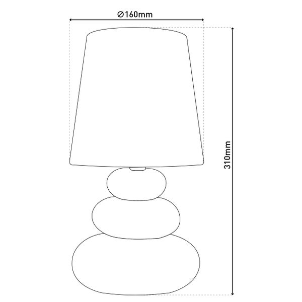 Technische Zeichnung einer Lampe mit den Maßen 160 mm Durchmesser und 310 mm Höhe.