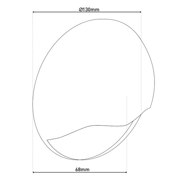 Technische Zeichnung mit Maßangaben: Durchmesser 130 mm, Höhe 68 mm