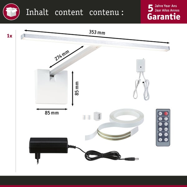 Moderne LED Bildleuchte mit Wandhalterung zur Beleuchtung von Bildern und Kunstwerken