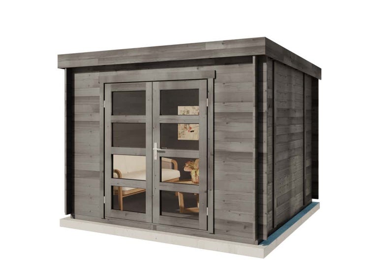 Alpholz Gartenhaus Paloma Sol aus Holz in Anthrazitgrau, Holzhaus mit 28 mm Wandstärke inkl. Fußboden