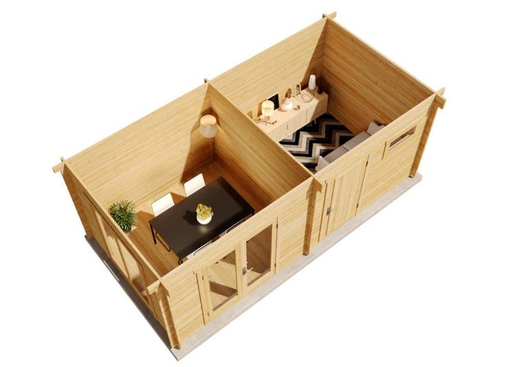 Alpholz Gartenhaus Vönix-40 ISO Gartenhaus aus Holz in Pinie, Holzhaus mit 40 mm Wandstärke, Blockbohlenhaus mit Montagematerial imprägniert