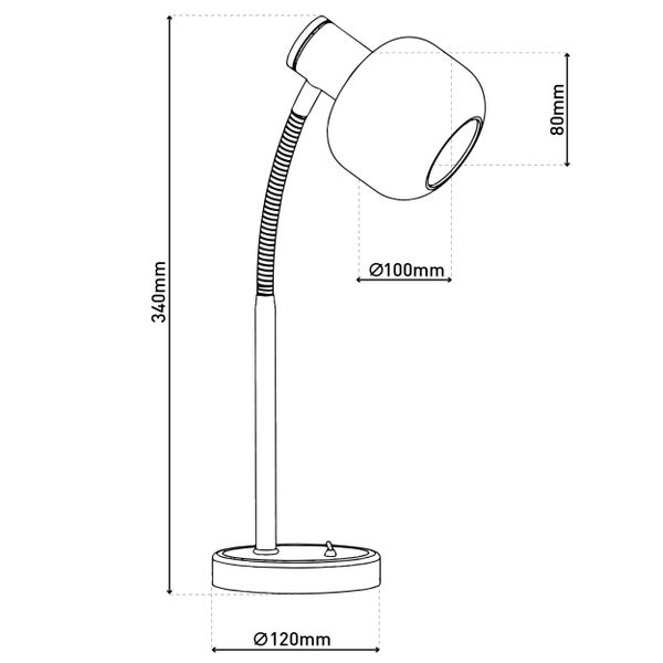 Abmessungen einer Schreibtischlampe