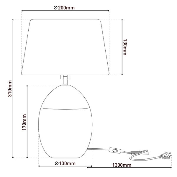 Maße der Tischleuchte