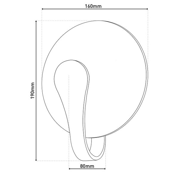 Technische Zeichnung eines Badaccessoires mit den Maßen 160 mm Breite, 190 mm Höhe und 80 mm Tiefe