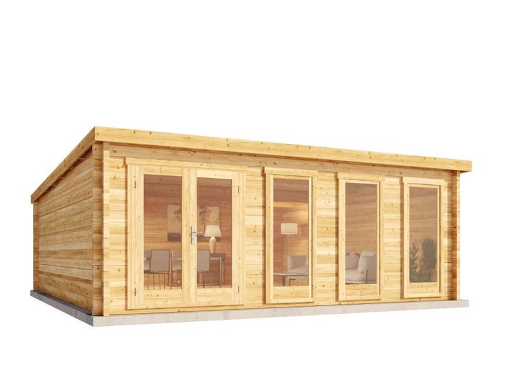 Alpholz Gartenhaus Atrium-D Gartenhaus aus Holz in Pinie, Holzhaus mit 40 mm Wandstärke, Blockbohlenhaus mit Montagematerial imprägniert 6x6m
