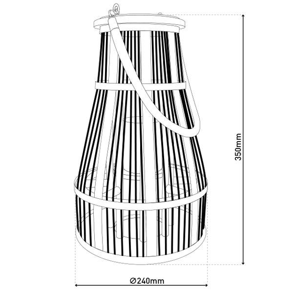 Technische Zeichnung einer Laterne mit den Maßen 350 mm Höhe und 240 mm Durchmesser.